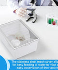 Heavy Duty Two Pack Lab Mouse Breeding Cages Spacious Plastic Rodent Housing with mesh cover for easy observation and feeding.
