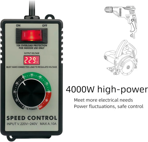 High Power 4000W AC 110V Fan Motor Speed Controller With Plug And Play Precision Knob One Turn Regulation For Smooth Accurate Speed Control And Stable Performance For American 110V Fans front view