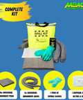 Universal 5 Gallon Oil Spill Kit With Absorbent Pads Socks Gloves And Disposal Bags In Bright Yellow Duffle Bag For Auto Shop Garage And Industrial Spill Cleanup Ready To Roll For Quick Response