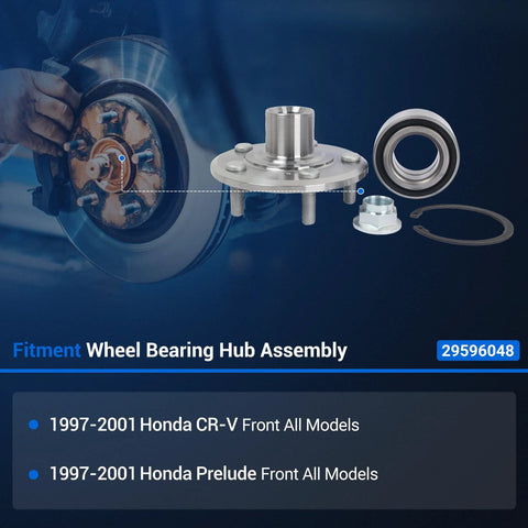 Pair Front Wheel Bearing Hub Assembly 29596048 Fits 1997 To 2001 Honda CR V And Prelude Premium Replacement With OE Style Bearings