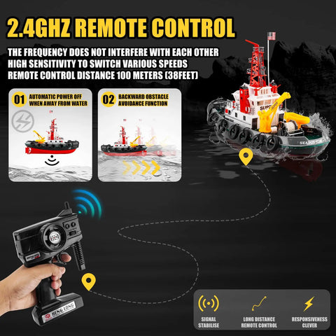 RC Fire Rescue Boat With 2 4GHz Remote Water Spray Function Dual Rechargeable Batteries Powerful Aquatic Rescue Ship