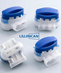 Twenty Pack Tough As Nails Three Way Wire Connectors featuring waterproof sealing, showcasing connectors in various angles.