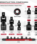 Ultimate 21 Piece Female E Torx Star Socket Set With Universal Joint Adapter Kit For Impact Drivers Including Full Range E4 To E24 Sockets And Magnetic Guide Rail Swivel Adapters In Durable Blow Molded Case, black CR-V adapters