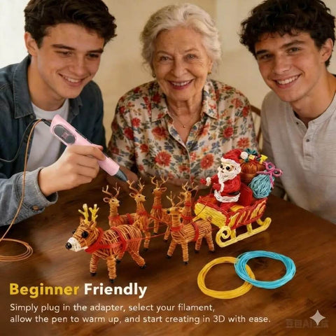 Group using pink 3D Printing Pen Kit With Adjustable Temperature And Stepless Speed For PLA And ABS Ceramic Nozzle