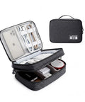 Waterproof Electronics Travel Organizer Bag With Double Layer Tangle Free Pockets Portable Cable Case For Cords Chargers