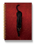 Leopard Print Spiral Notebook For Work And Wardrobe Boss Vibes Red Retro Wild Animal Journal with black panther cover design.