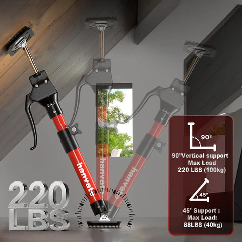 Handy Cabinet Installation Jacks Two Pack Telescoping Steel Support Rods From 15.8 To 23.6 Inches, Adjustable Third Hand Pole With 220 Pounds Capacity For Cabinets, Drywall, And Cargo Bars