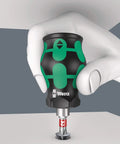 Compact Stubby Screwdriver Set With 6 Magnetic Bits In An Integrated Magazine 1/4-Inch Bit Mount Ergonomic Kraftform Handle