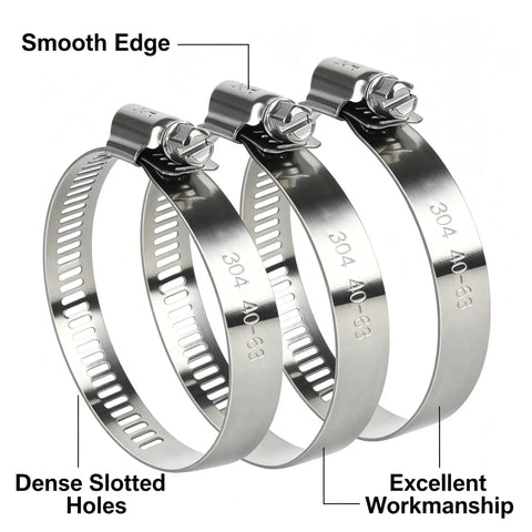 Heavy Duty 10 Pack Of Stainless Steel Worm Gear Hose Clamps Assortment Kit For Radiator Fuel Line Auto Plumbing And Home Fixes With Smooth Edge Protection That Stands Tough Against Rust Water Or Oil, 304 stainless steel clamps