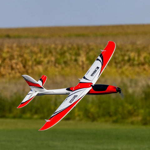 ElectroStreak 1.1m RC Airplane BNF Basic Ready To Fly, Crazy Fast Sport Model With 3S And 4S Power in flight over grassy field
