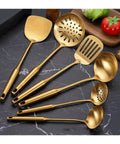 Gold Stainless Steel Kitchen Utensil Set With Spatula, Slotted Spoon, Ladle, Turner And More, Heavy Duty for Cooking