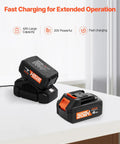 20V lithium batteries with charger showcasing fast charging for the 3600W Electric Demolition Hammer Heavy Duty Concrete Breaker.