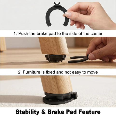 Heavy Duty Peel And Stick Furniture Casters With 360 Swivel Rollers Takes Two Seconds Slides Couches Smoothly Saves Hardwood Keeps Floors Pristine Includes Eight Durable Black Replacement Wheels brake pad installation on caster