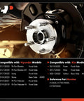 Side view of front or rear wheel bearing and hub assembly, 5-lug, for Hyundai and Kia 2017-2023 models, AWD compatible.