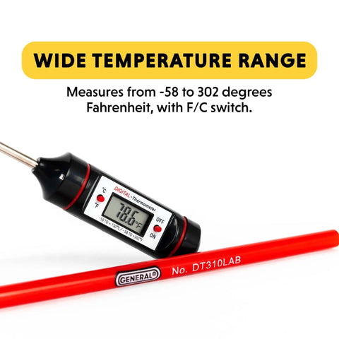 Digital Thermometer With 8.38 Inch Stainless Steel Probe For Food And Lab Use Auto Off High And Low Alarms Max Min Memory Data Hold