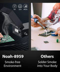 All In One Soldering Station With Fume Extractor And LED Light, comparison of Noah-8959 with smoke-free environment vs others