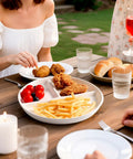 Ceramic Portion Control Plate For Weight Loss With Three Compartments 9 Inch Divided Plate For Adults on outdoor dining table