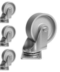 4 Inch Cast Iron Swivel Caster Wheels Set Of 4 Heavy Duty Industrial Cart Casters With 1600 Lb Load Capacity Top Plate Mount