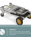 Hide-Away Convertible Hand Truck 2-In-1 Platform Truck Folding Dolly Cart with Aluminum Frame, folded compactly