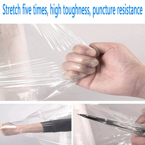 Two Pack Heavy Duty Stretch Wrap Film With Easy Spin Winding Handle And 80 Gauge Self Adhesive Pallet Rolls showing hand gripping film.