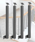 Rock Solid Stair Railing Kit With 270 Degree Adjustable Brackets And Heavy Duty Wrought Iron Banister Columns For Indoor Outdoor Deck Steps No Hassle Side Mount Install Set Of Four Posts, four vertical wrought iron posts.