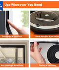 Weather stripping door seal, 1x1 in foam with adhesive; 13 ft total (two 6.5 ft rolls); collage shows install.