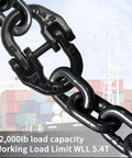 Half Inch Grade 80 Alloy Steel Hammerlock Coupling Link For Tow Hitch Safety Trailer Chain Adapter Connector Heavy Duty Truck Hitch 12000 Lbs Beefed Up Load Capacity Black with chain and cargo backdrop
