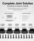 Heavy Duty Right Angle Furniture Brackets Set 10 Pack Metal Corner Brace Connectors With Screws for Cabinet Drawer Shelf Table and Chair Repair Easy DIY Reinforcement for Loose Joints White shown with screws included, featuring black and white brackets.