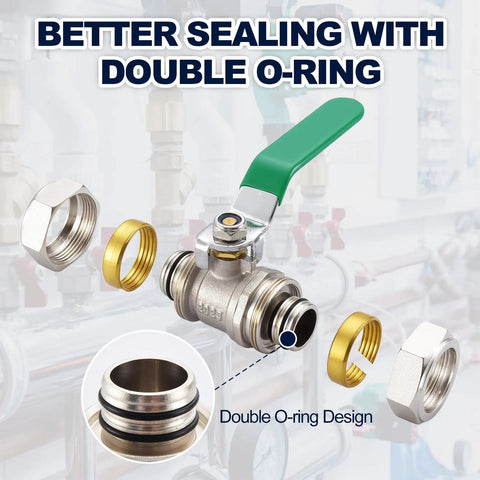 3/4 Inch Nickel Plated Brass Ball Valve For Air Lines In Line Shut Off Fittings Workhorse with double O-ring design