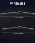 Premium Front Windshield Wiper Blades For Mercedes Benz Sprinter sizes 26 inch and 24 inch displayed on a dark background.