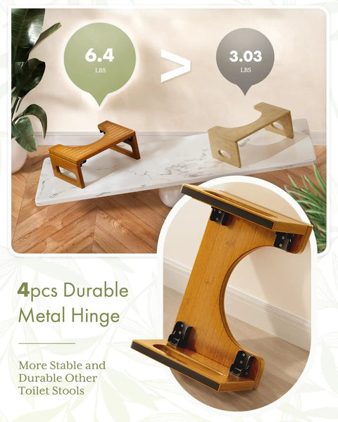 7 Inch Bamboo Toilet Stool For Adults, Foldable Squat Potty Stool For Bathroom, comparison with lighter beige stool