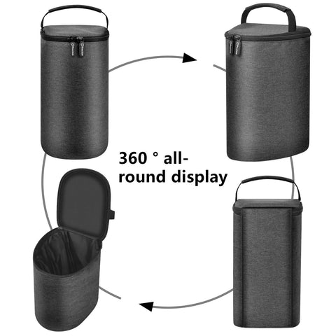 Custom Snug Storage Sleeve For KitchenAid Hand Blender KHBV53 Dishwasher Safe Arm Guard Holder With Jar Lid Pouch, 360° view, sleek grey, zippered case.