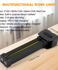 On The Go Magnetic LED Gym Light For Posing And Camping, handheld lantern on table showing dimensions and features.