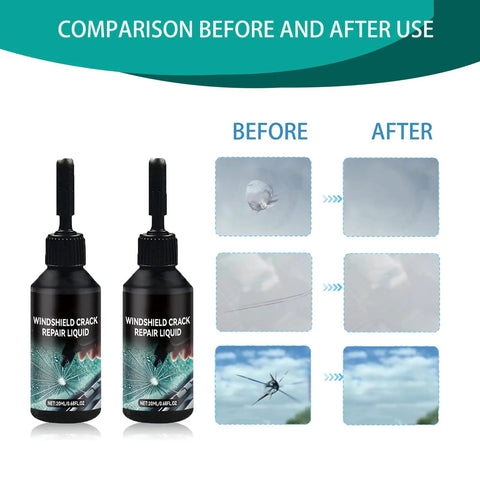Windshield Crack Repair Kit Liquid 40ml Quick Fix For Chips And Cracks, Car Glass Repair Fluid Sealant Easy To Apply, Stops Crack Spread Fast, Bulls-Eye Formula For Durable Long-Lasting Glass Restoration