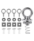 Heavy Duty Strut Channel Nut And Eye Bolt Kit With M8 And M10 Eye Bolts And M10 T Slot Nuts Stainless Steel And Zinc Plated Spring Nuts For Unistrut Pack Of 4 For Versatile Utility Projects Like Bed Rails And Utili Track, front view showing components