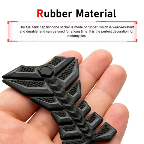 Badass 3D Rubber Fishbone Motorcycle Tank Pad With Grippy Antislip Knee Grip For Universal Street Bike Fuel Tanks Custom Black Pro Ride Armor Sticker held in hand