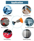 Diagram showing applications of 2 Inch Flap Disc Sanding Set With 48 Assorted Grit Discs 40 60 80 120 And One Quarter Inch Shank Holder