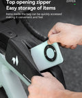 Person placing phone into Waterproof Top Tube Bike Frame Bag With Seamless One Piece Construction And Built In Support Plates