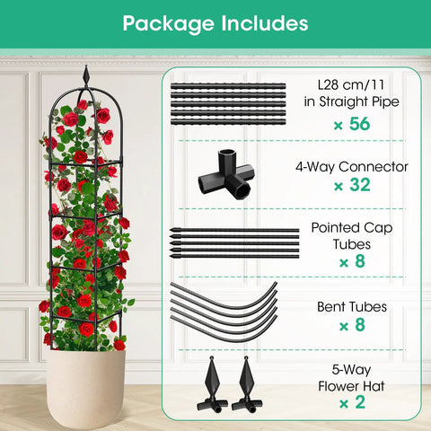 Two Pack Garden Obelisk Trellis For Climbing Plants 71 Inch Tall Metal Heavy Duty Rustproof Plant Support Rose Trellis Tower Garden Cage For Flowers Fruits Vegetables Vines Indoor And Outdoor Black Four Tier Adjustable Height