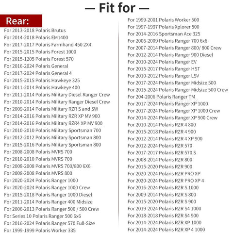 Fitment list for Heavy Duty Front And Rear Wheel Bearing Removal Tool Kit For Polaris RZR Sportsman Ranger UTV 40MM 44MM.