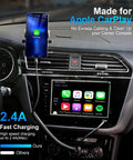 Car dashboard with Coiled Lightning Cable Car Ready 3Ft Retractable iPhone Charger Cord 2 Pack MFi Certified in use with iPhone.