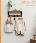 Top Tier Wall Mounted Wood Coat Rack With Five Heavy Duty Metal Hooks And Rustic Brown Shelf For Bedroom Bathroom Entryway No Sweat Setup Ultimate Daily Storage Solution Super Durable, showcasing accessories, bags, and plants.