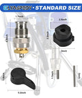 Prime Spray Valve Kit Replacement for Airless Paint Sprayers showing parts dimensions, compatible with Graco models.