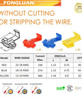 Diagram and chart detailing the Must Have 125 Pack Solderless Quick Splice Wire Connectors Kit for automotive wiring.