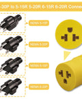 Real Tough No Sweat Generator Adapter Nema L14-30P To 5-15 20R includes various NEMA connectors for versatile power transfer.