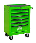 Heavy Duty 21 Inch Lockable Rolling Tool Cabinet With Ball Bearing Slides Sturdy Steel Worktop And Park Lock Casters For No Fuss Garage Organization Green with drawers.