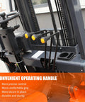 Heavy Duty Electric Forklift With 2.5 Ton Lift Capacity, Industrial Pallet Stacker for Warehouse logistics operating handle details.