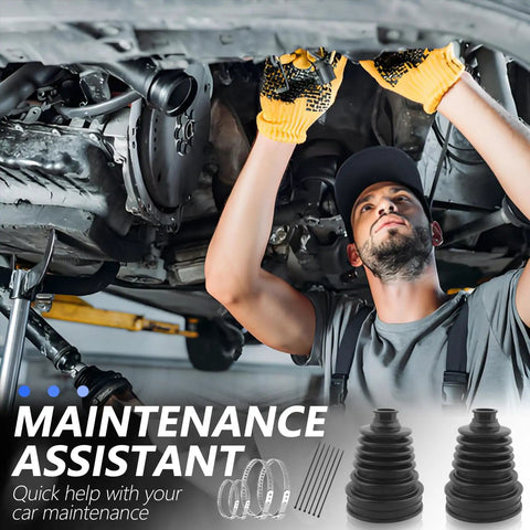 Mechanic using Heavy Duty Silicone CV Axle Boot Repair Kit Fits 19 24 Mm Shafts With Four Stainless Steel Clamps Six Nylon Ties.