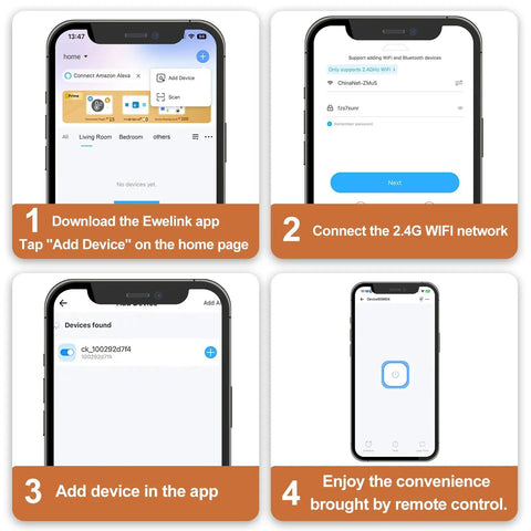 Steps for connecting High Power 30A WiFi Smart Switch 110V 120V 240V with app remote and timer to 2.4G WiFi network