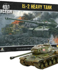 Box and model of IS-2 Heavy Tank 1 By 56 Scale Plastic Model Kit For Bolt Action World War II Miniatures With Soviet Army Crew Tank Riders